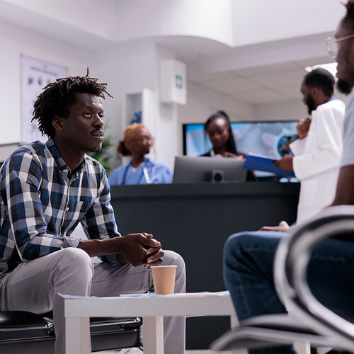 Patient consultation at the clinic reception